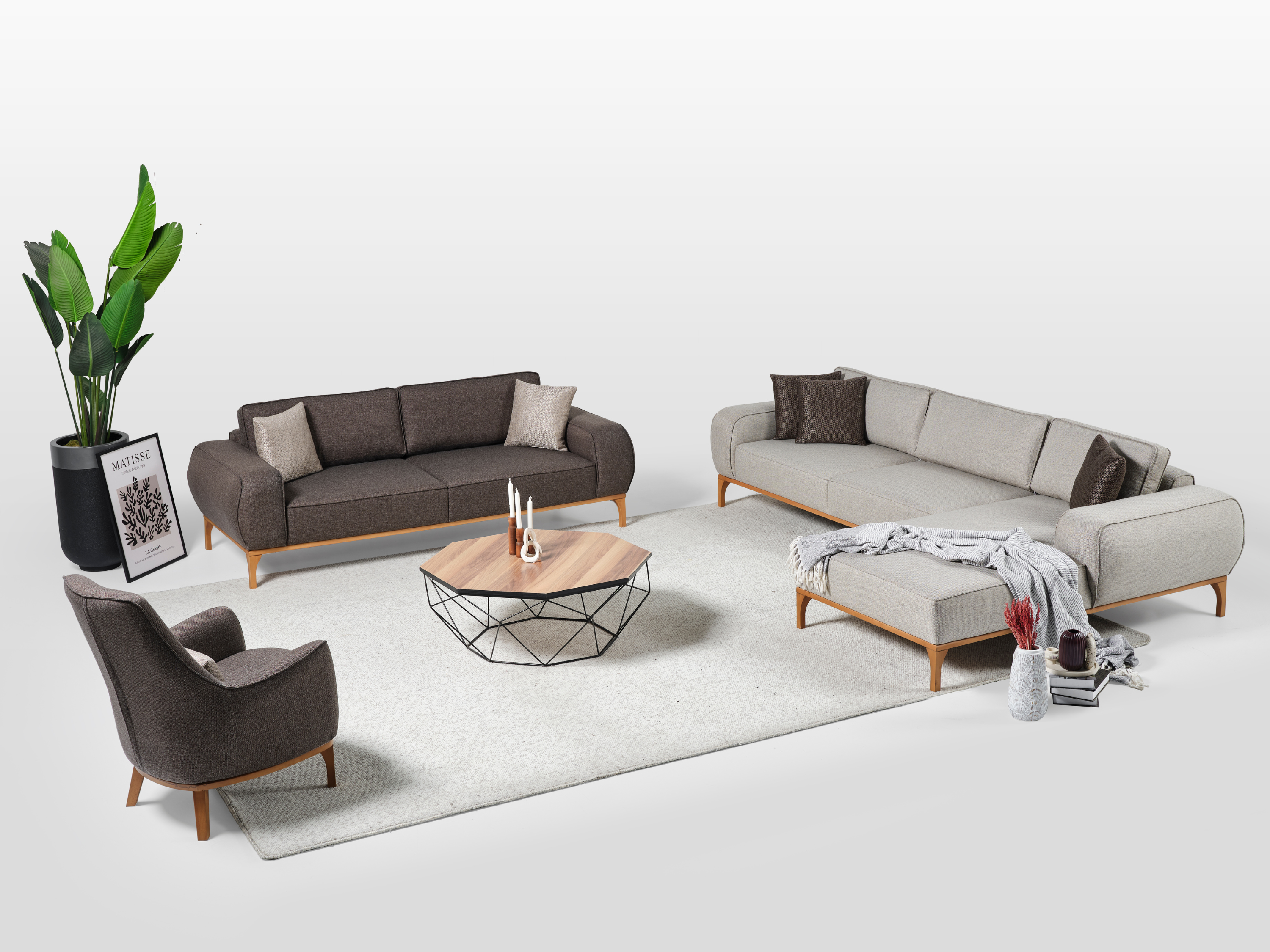 Erva Köşe Koltuk Takımı(Ahşap Ayaklı)